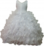 GIRLS RUFFLE DRESSES W/TAIL (WHITE) 0515742